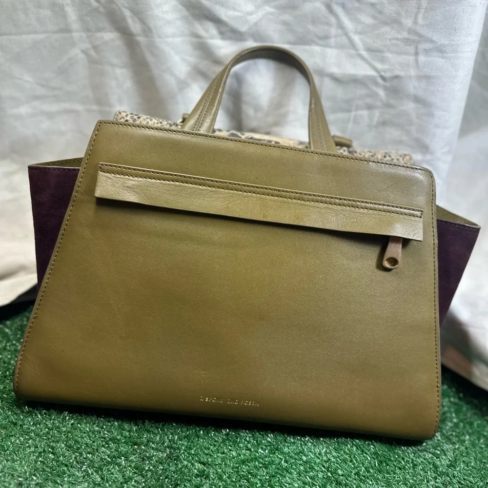 Z-Spoke Zac Posen Green & Burgundy with Snake Skin Pattern Shoulder Bag - Picture 8 of 11